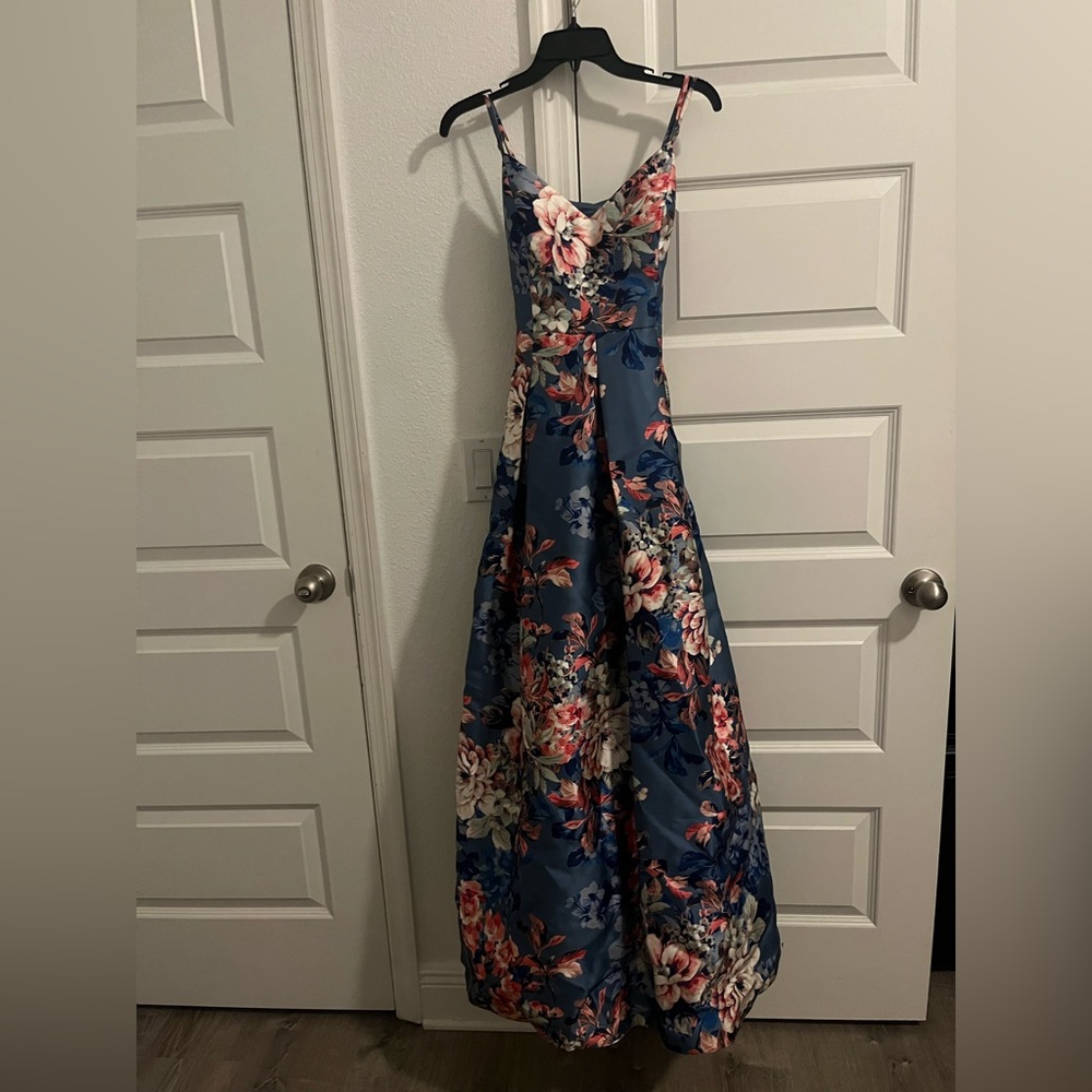 Eliza J Blue and Pink Maxi A-line Dress